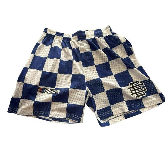 Eric Emanuel x NASCAR Mesh Shorts XXL Blue White Checkerboard Made in USA Limite - Picture 3 of 7